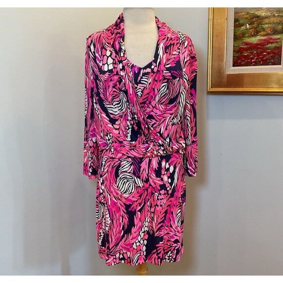 Lilly Pulitzer Felizia Dress Jungle In Here Print Size M 100% Silk NWT $258 - Picture 1 of 8